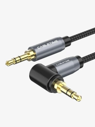 Аудиокабель CABLETIME CF12H (CT-AV311-P11RGN-SG1) 1 м, AUX стерео 3,5 мм (1/8") 90 градусов, медный, черный ПВХ нейлоновый