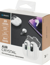 Гарнитура вкладыши Deppa Air Crystal белый беспроводные bluetooth в ушной раковине 44162