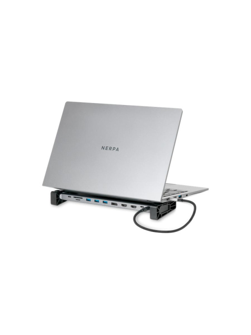 Док-станция для ноутбука NERPA laptop stand 1xUSB-C 100W PD, 2xHDMI 4K@30Hz, 1xDP 4K@30Hz, 3xUSB-A 3.0 5Gbps data , 1xUSB-C 3.0 5Gbps data , 1xTF/microSD, 1xSD/MMC, 1x3.5mm audio, 1xRJ45 Gb , USB-C power adapter 100W, power 100W USB-C cable 150cm, PD