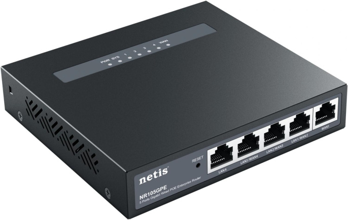 Маршрутизатор Netis NR105GPE,  1 LAN,  3 WAN/LAN, черный