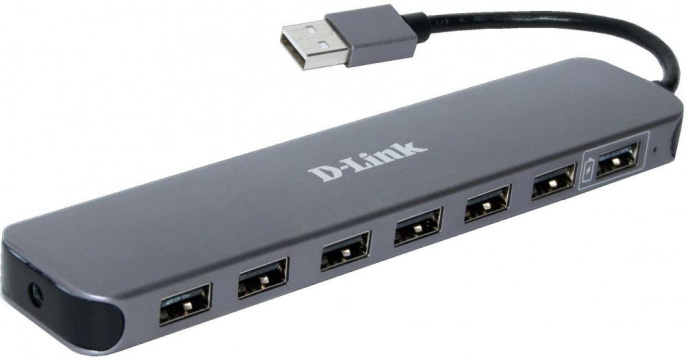 Концентратор D-Link DUB-H7/E1A с 7 портами USB 2.0 1 порт с поддержкой режима быстрой зарядки
