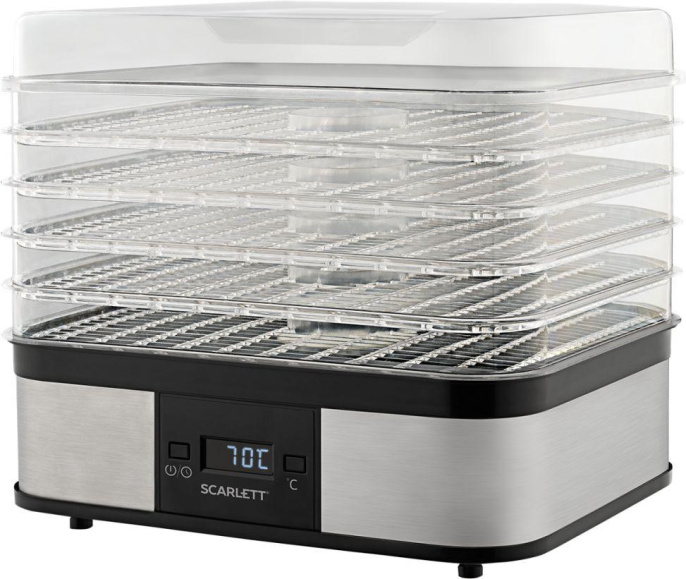 Сушилка для овощей и фруктов SCARLETT SC-FD421T19, нержавеющая сталь, 5 поддонов