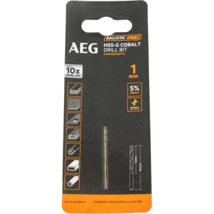 Сверло по металлу HSS-Co (1х12х34 мм) AEG AAKHSSCBT1-0 4932479321