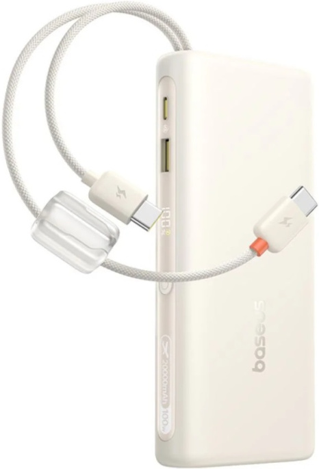 Внешний аккумулятор Baseus E0028P01 EnerFill FC41 Digital Display Power Bank with Dual Built-in USB-C Cables 10000mAh 67W Белый E0028P емкость: 10000 mAh 36 Wh , максимальная