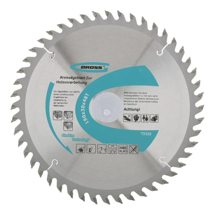 Пильный диск по дереву 190x30 мм, 48Т GROSS 73320