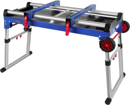 Верстак WorkPro WP289020 складывающиеся и телескопические ножки, можно легко и быстро сложить в рабочий стол, а затем закрепить, превратив в тележку, прочная стальная рама и реверсивная панель грузоподъемность до 330 фунтов