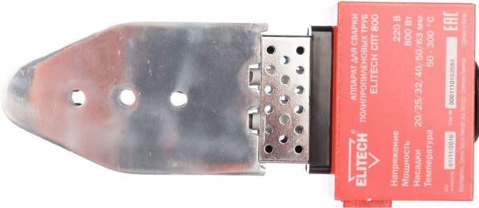 Сварочный аппарат для пластиковых труб Elitech СПТ 800 0.8кВт Тмакс.:300 парн.насад. кейс в компл. E1704.001.00