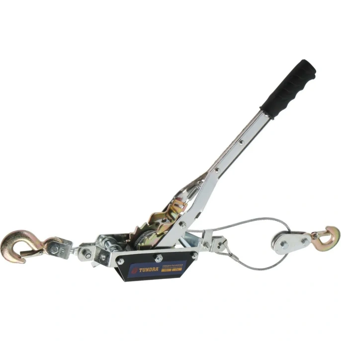 Рычажная лебедка ТУНДРА двойное храповое колесо, тяга 1.5 т, подъем 0.6 т, трос 2 метра 1975459