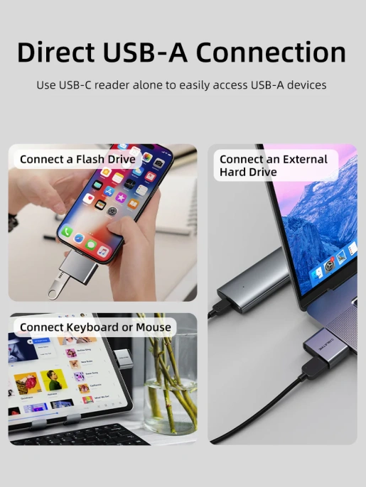 Кардридер CABLETIME CB49G (CT-ACCD4-AG) 3-в-1 USB-A + USB-C, SD/microSD, USB 4.0, серый
