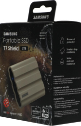 2ТБ Внешний диск SSD Samsung T7 Shield, USB-C, запись - 1000МБ/с, чтение - 1050МБ/с, бежевый [mu-pe2t0k/ww]