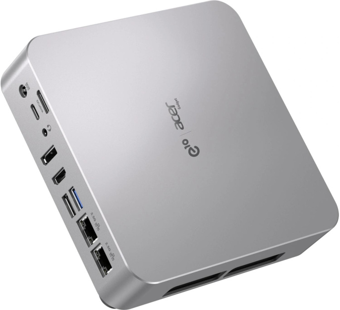 Неттоп Acer Gadget E10 ETBox1 i5 13500H 2.6 16Gb SSD512Gb UHDG Windows 11 Pro 2x2.5GbitEth WiFi BT 120W серебристый/черный
