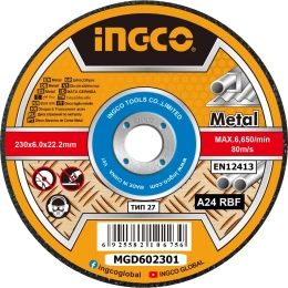 Круг зачистной по металлу (230x6х22 мм; A 24 RBF; тип 27) INGCO MGD602301