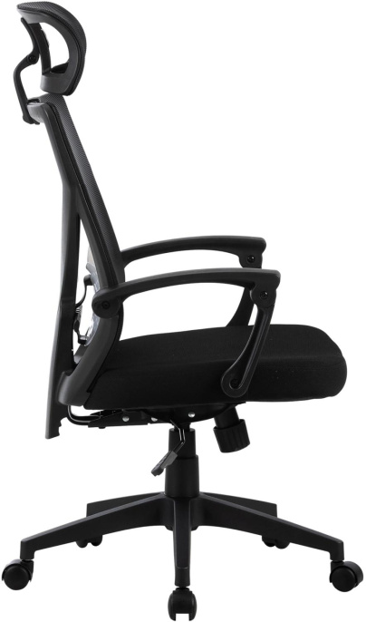 Кресло Cactus CS-MC414-BK, сетка/ткань, до 100кг, топ-ган, шарнирные подлокотники,  черный