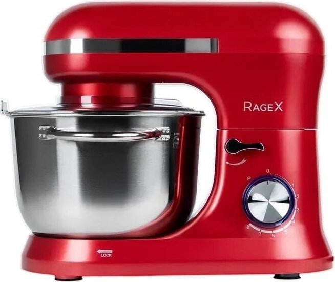 Планетарный миксер RAGEX R002-600 3 в 1, 4.5 литра с двумя ручками, 1000 Вт, красный