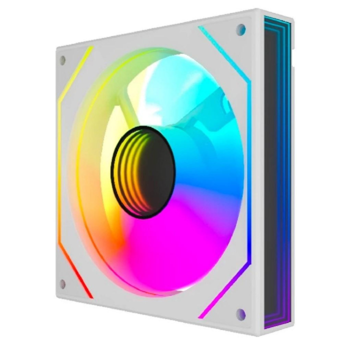 Powercase Вентилятор M52-12W ARGB White120x120x25mm PWM, 100шт./кор, 4pin PWM M+F + 3pin ARGB M+F , 600-1800±10% об/мин Bulk