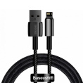 Кабель Baseus CALWJ-A01 Tungsten Gold Fast Charging Data Cable USB to Lightning 2.4A 2m, цинковый сплав+нейлоновая оплётка, Black для смартфонов и планшетов, функции: передача данных