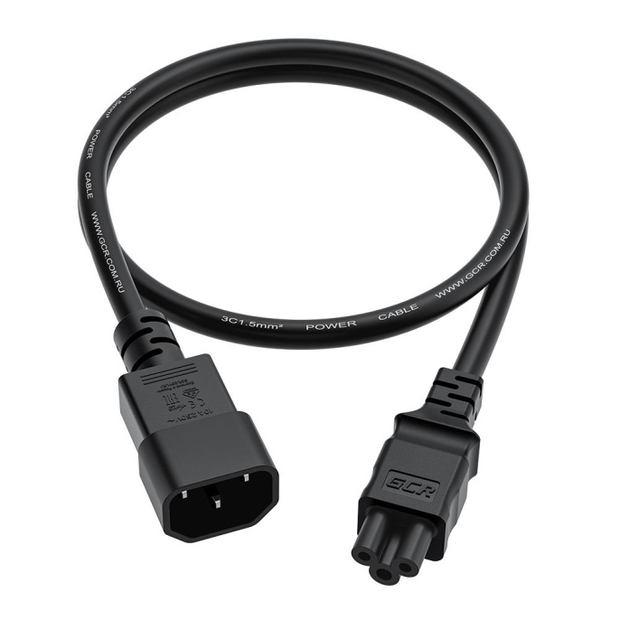 GCR Кабель питания PROF 1.0m, С14 - С5, черный, 3*1,5mm, GCR-55966