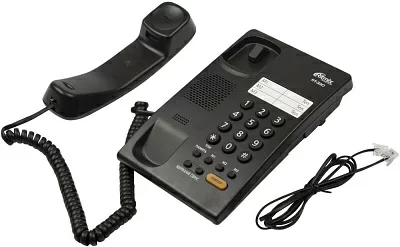 RITMIX RT-330 black {Телефон проводной Ritmix RT-330 черный [повторный набор, регулировка уровня громкости, световая индикац]}