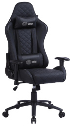 Кресло игровое Cactus CS-CHR-030BL, экокожа, до 120кг, регулируемые 2D подлокотники,  черный