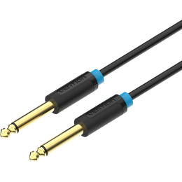 Кабель аудио VENTION Jack 6.3 (m) -  Jack 6.3 (m),  1м, GOLD,  черный [baabf]