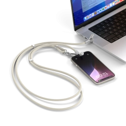 Зарядный кабель - ремень через плечо Satechi OntheGo Crossbody Lanyard Cable 60W. Длина: 1.5м. Цвет: песочный (ST-LOTGLW)