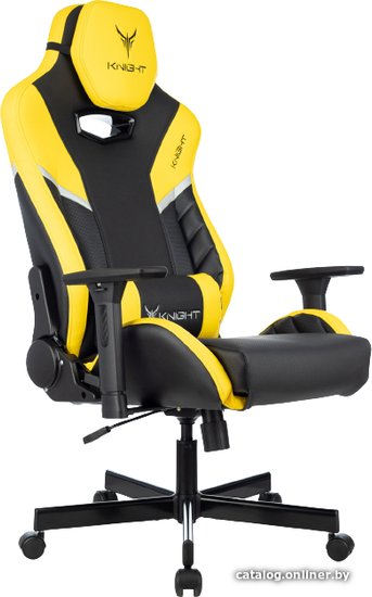 Кресло игровое Knight Thunder 5X черный/желтый экокожа с подголов. крестов. металл