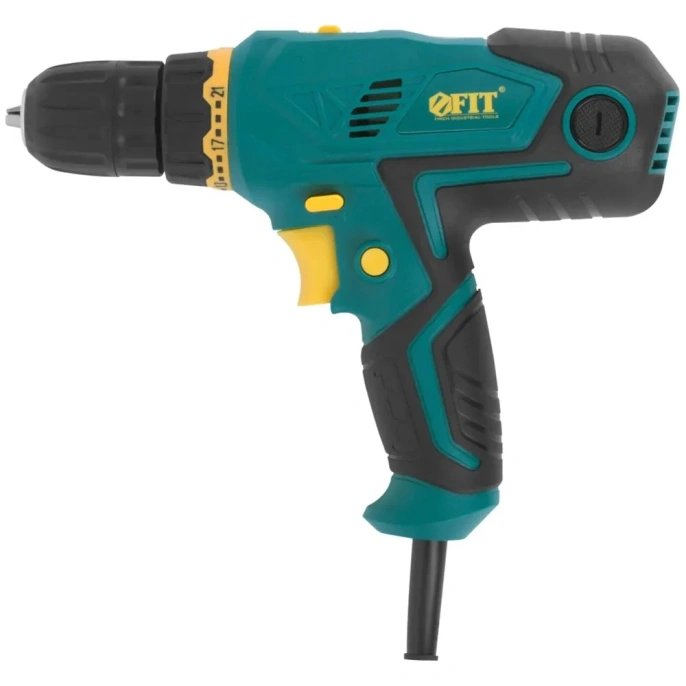 Электрическая дрель-шуруповерт FIT 300 Вт, 0-500/1650 об/мин, БзП 10 мм, резкий наклон, 25 Нм, быстрая смена щеток 80016