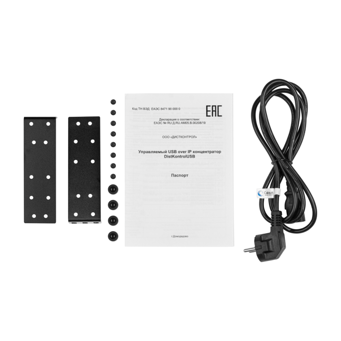 Управляемый USB over IP концентратор DistKontrolUSB16-4 с 16 портами USB 2 блока питания / Ethernet 2 x 10/100/1000 Mb/Защитный модуль с замком