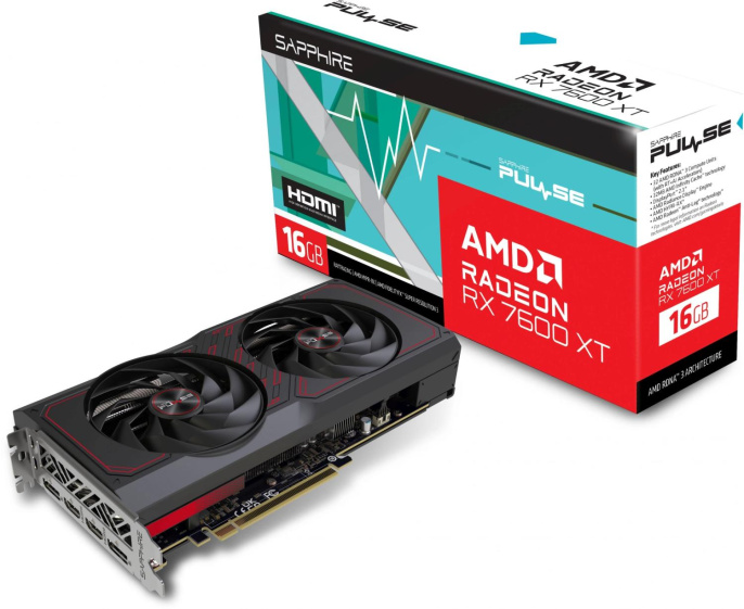 Видеокарта Sapphire AMD Radeon RX 7600XT 11339-04-20G RX 7600 XT GAMING OC 16ГБ Pulse, GDDR6, OC, Ret