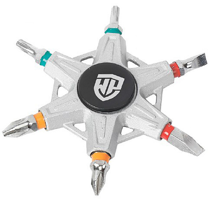 Набор бит WorkPro WP221065 6 предметов размер: SL5, SL6, PH1, PH2, T15, T20, материал бит: CR-V, цинковый корпус, вращающаяся форма