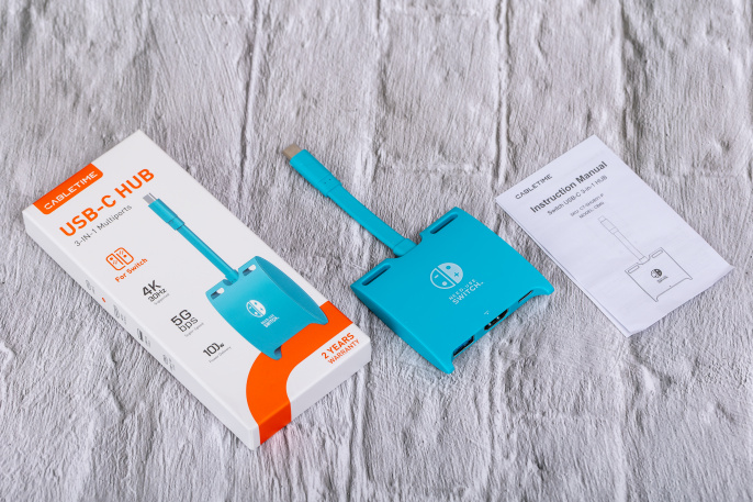 Док-станция Switch CABLETIME CB40U CT-SHUB31-PBU для Nintendo Switch OLED 3 в 1 USB C HUB Blue