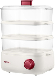 Пароварка KitFort КТ-6830,  белый и красный