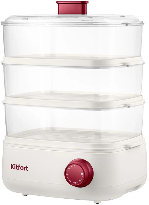Пароварка KitFort КТ-6830,  белый и красный