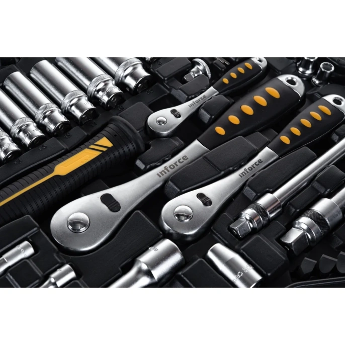 Набор инструментов Inforce 150 предметов 1/2" & 3/8" & 1/4", Сталь Cr-V, Сталь Cr-V, Профессиональный, 06-07-21