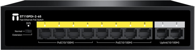 Коммутатор Netis ST110PDI-2-65 L2 10x100Мбит/с 8PoE 65W неуправляемый
