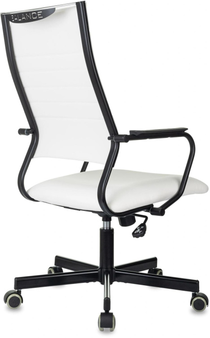 Кресло руководителя Бюрократ CH BALANCE PU, экокожа, до 150кг, топ-ган, фиксированные подлокотники,  белый