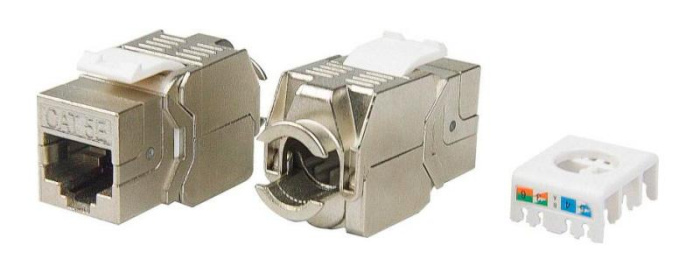 Модуль Hyperline KJ8-8P8C-C5E-180-TLS-SH-F-WH информ. Keystone RJ45 кат.5E FTP стальной