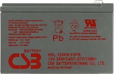 Аккумулятор CSB HRL 1234W F2FR (12V 9Ah) для UPS