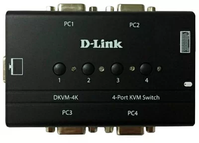 Переключатель D-Link DKVM-4K/B2B, 4-port KVM Switch with VGA and PS/2 ports.Control 4 computers from a single keyboard, monitor, mouse, Supports video resolutions up to 2048 x 1536, Switching using front panel but