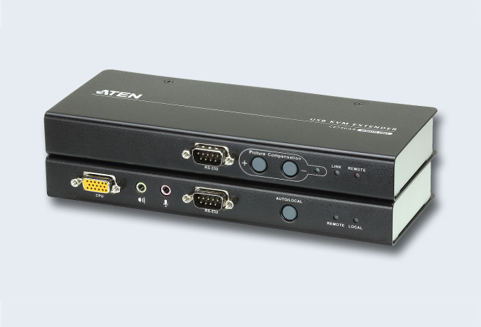 Удлинитель консоли ATEN CE750A клав./мышь USB+мон.+аудио+RS232 на 200м/ USB VGA/Audio Cat 5 KVM Extender