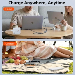 Кабель CABLETIME CU14J (CT-2CM140-AG) 1.5м USB-C на два USB-C 140 Вт черный плетеный