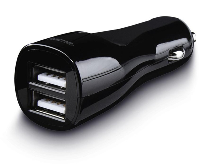 Автомобильное зарядное устройство HAMA H-173609, 2xUSB-A, 24Вт, 2.4A, черный [00173609]