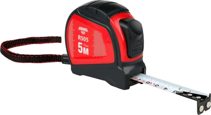 Рулетка строительная AMO R505,  5м x19мм,  с автостопом [851650]