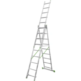 Алюминиевая трехсекционная лестница Новая Высота усиленная 3х9 ступеней 2230309