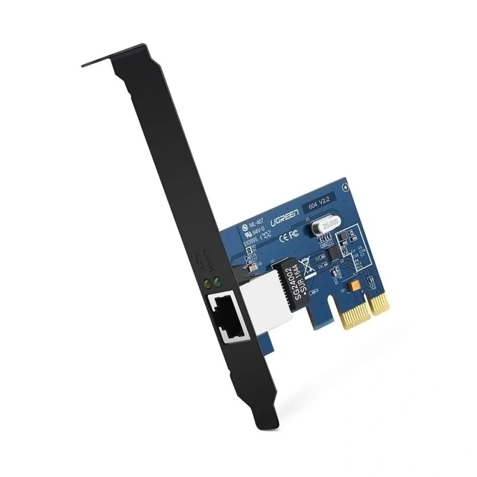 Сетевой адаптер UGREEN US230-30771; PCI Express to 10/100/1000 Мбит/с сетевая карта, PCI Express x1, 1 Гбит/с, 1xRJ45