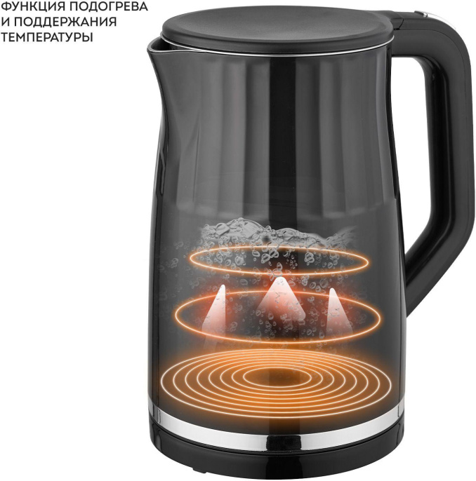 Чайник электрический GALAXY LINE GL 0337, 1.7л, металл/пластик