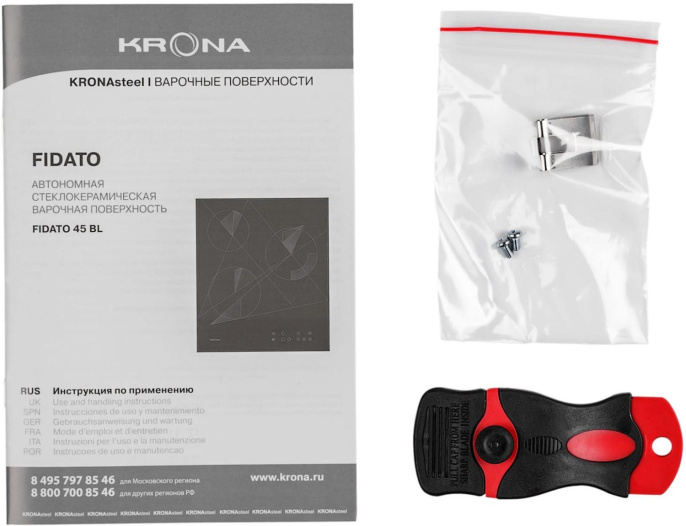 Электрическая варочная поверхность Krona Fidato 45, конфорок: 3 шт.,  стеклокерамика,  независимая, черный