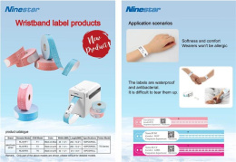 Рулон Ninestar G&G браслеты для термопринтеров, 35 mm/260 mm, втулка 24 мм, цвет голубой, 100 шт в рулоне, клипсы в комплекте RL-B-RF1