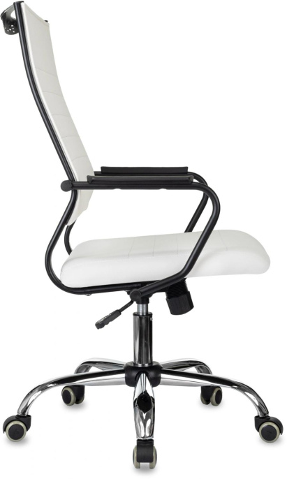 Кресло руководителя Бюрократ CH BALANCE SL, экокожа, до 150кг, топ-ган, фиксированные подлокотники,  белый