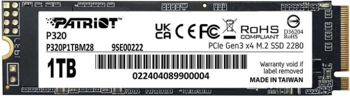 Накопитель SSD M.2 2280 M PCI Express 3.0 x4 Patriot 1Tb P320 P320P1TBM28 3000/2200 MBps